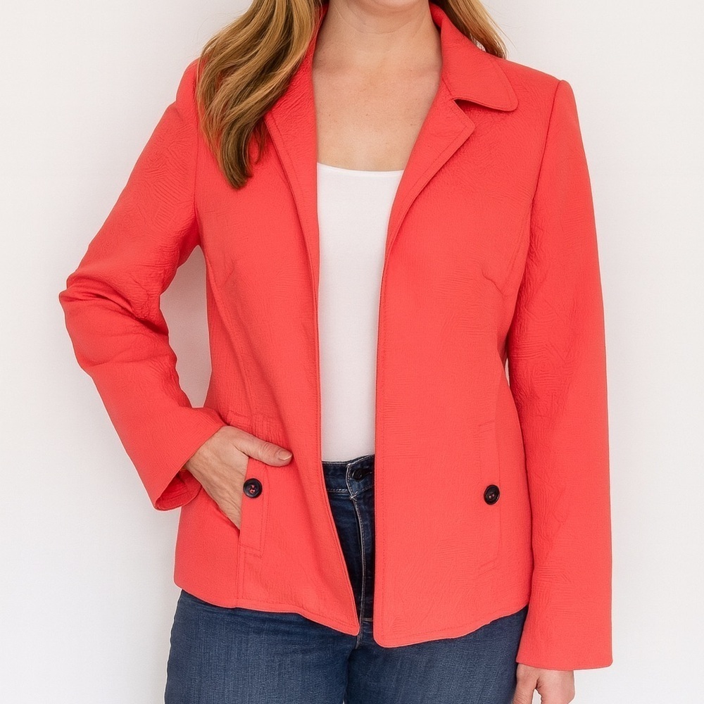 Nina Mclemore Women’s Cotton Coral Jacket Blazer Size 4